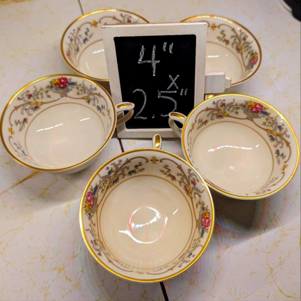 Lamberton Dorothea vintage ivory china teacups set of 5 made in USA‎